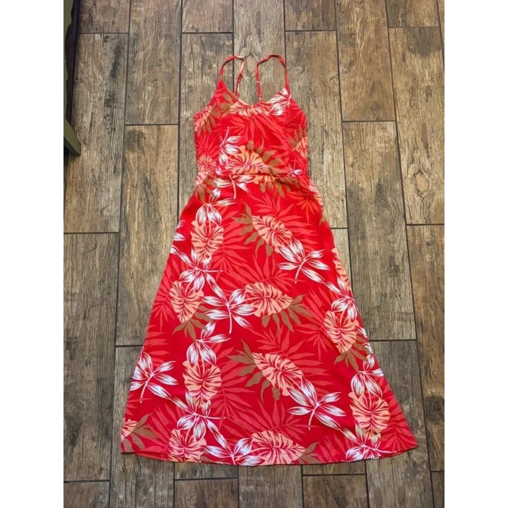 Roxy long floral red Hawaiian Sun Dress XS